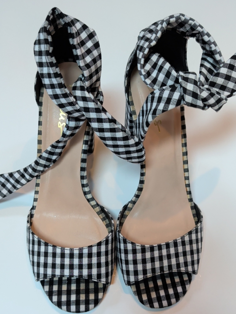 Lulu's, Covington, Black And White Gingham Block Heels. Sz 10 - Picture 2 of 11